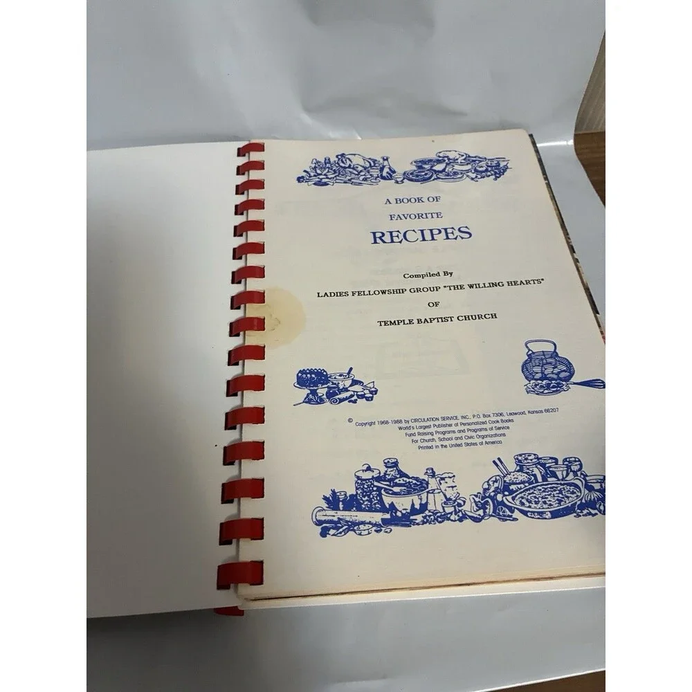 Temple Baptist Church Cookbook Ladies fellowship Group Vintage 1968-88